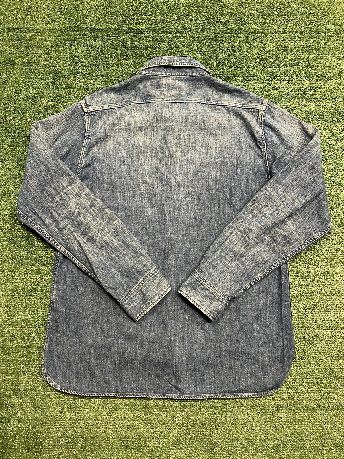 Full Count Japan Size 40 Denim Long Sleeve Work Shirt Indigo Hand Wash Style