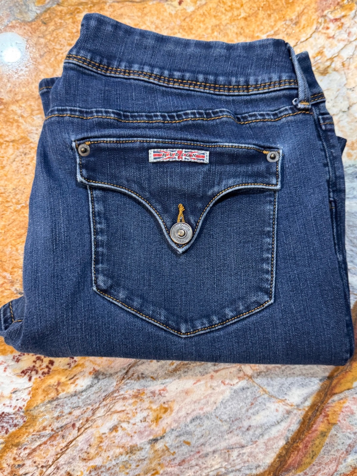 Hudson Jeans Womens 33 Collin Skinny Blue Flap Pocket Stretch Mid Rise Denim