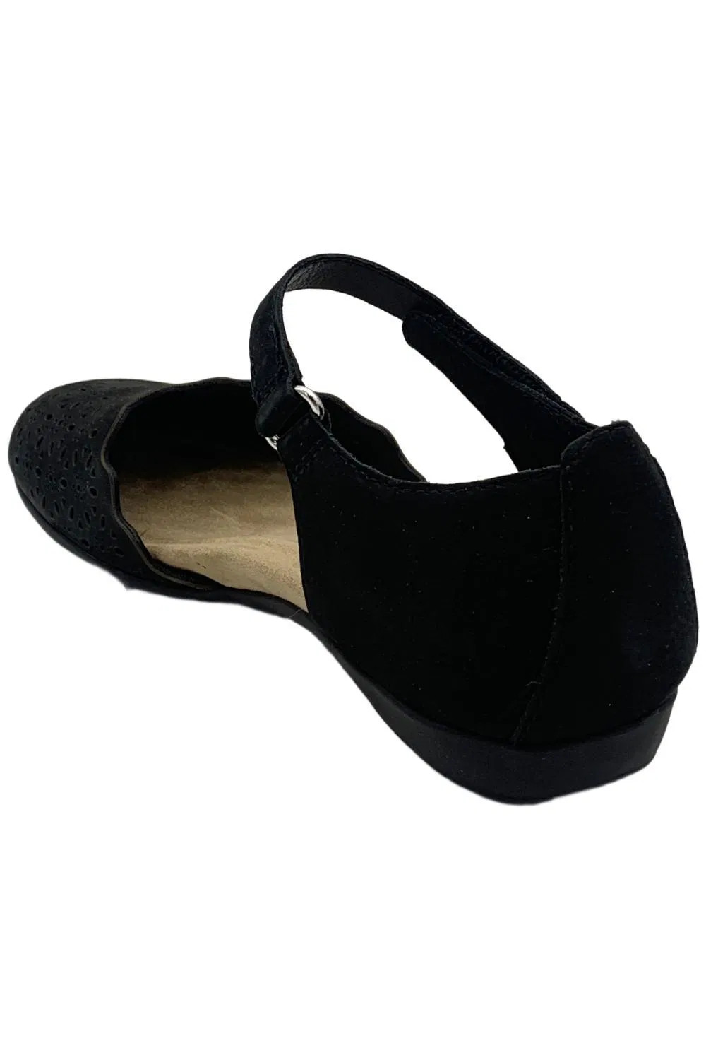 Earth Leather Perforated Mary-Janes Brynn Black