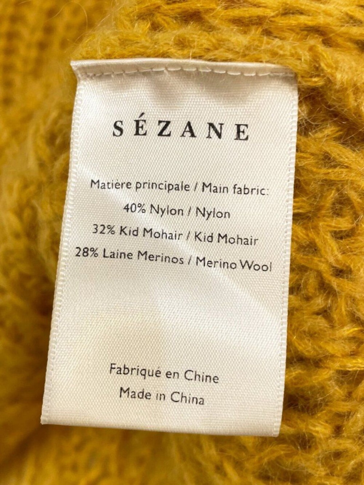 EUC Sezane Simone Mohair Merino Scoop Back Sweater Mustard Small
