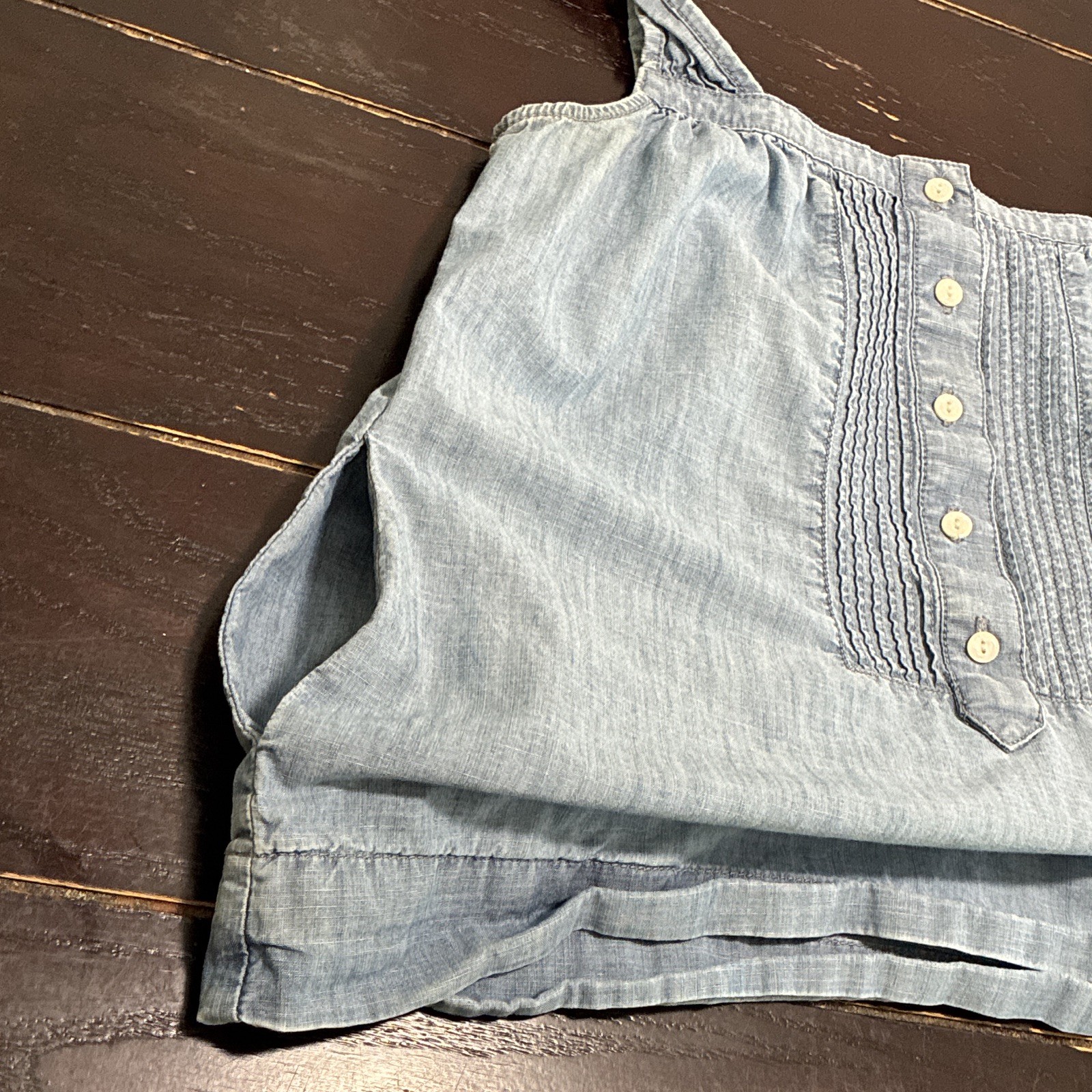 J.CREW Blue Chambray Square Neck Sleeveless Button Front Tank Top Womens 4