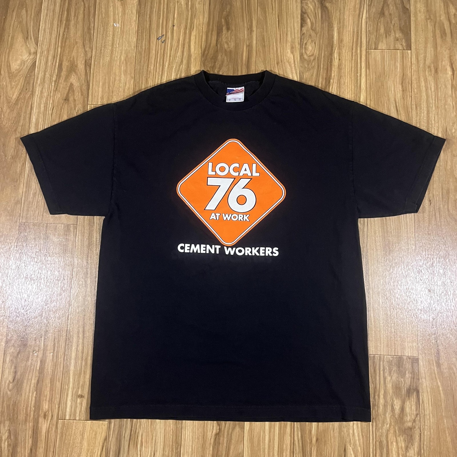 Vintage Local 76 Cement Workers Shirt Mens XL Black Murina Made USA Graphic Tee