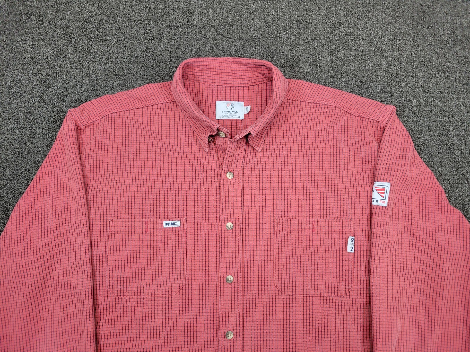 Tyndale FR Button Shirt Mens 2XLN Red Flame-Resistant CAT 2 ARC Rating 9.1 USA