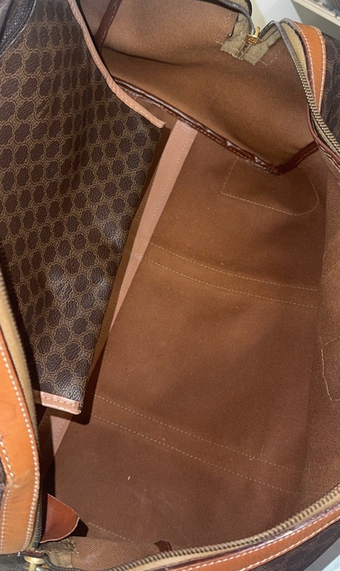 CELINE Macadam Boston Bag M13 Travel Duffle Bag Brown —AUTHENTIC—