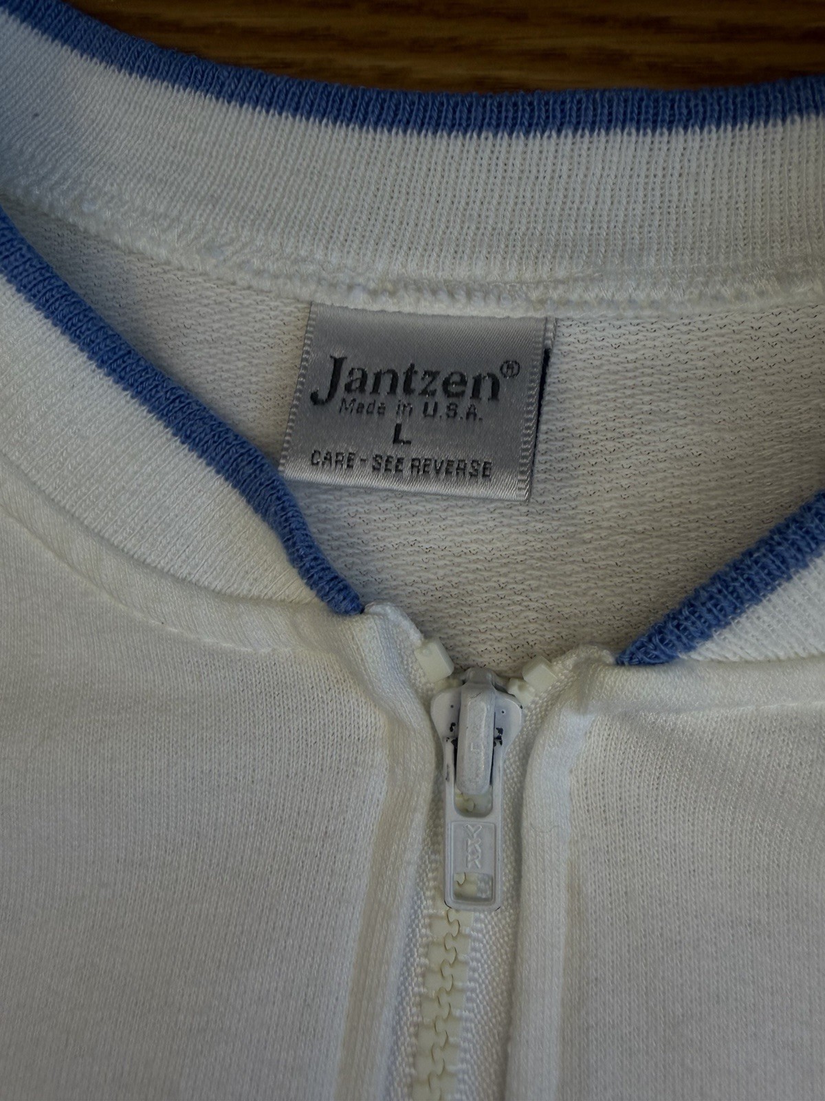 Vintage Jantzen USA Made Colorblock Full Zip Short Sleeve Sweatshirt Men’s L