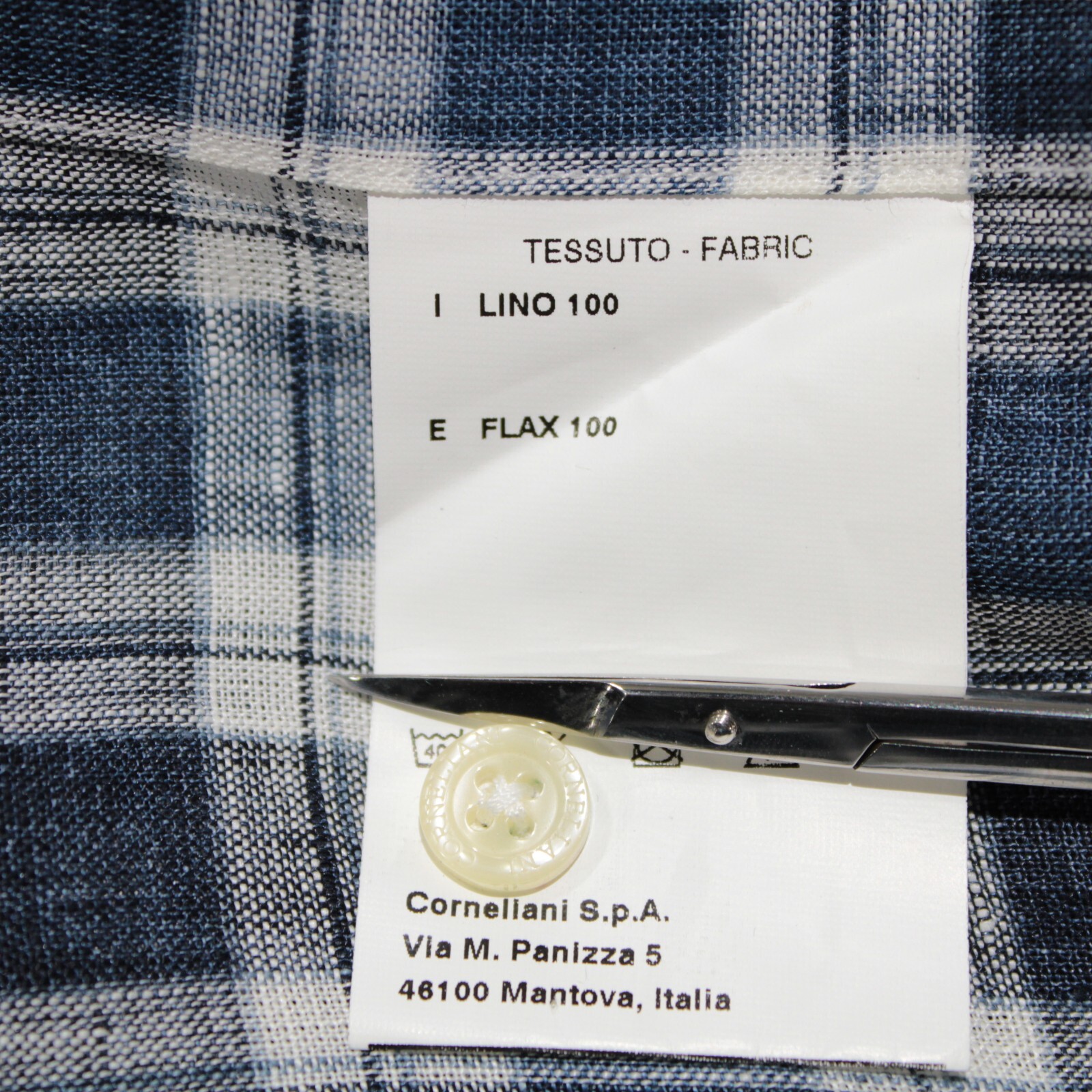 Corneliani NWT Casual Button Down Shirt Size M In Blue Plaid Linen