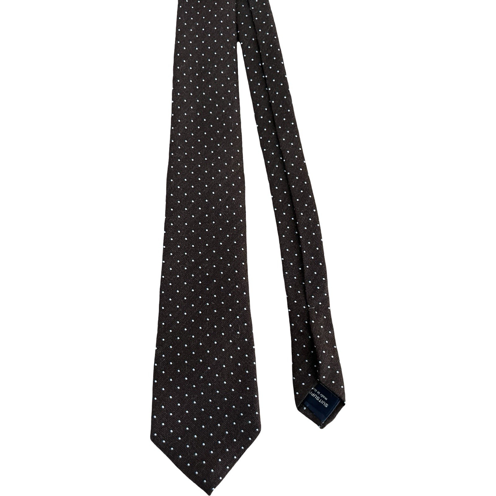Suit Supply Tie Brown 50/50 Wool Silk 60×3.25”