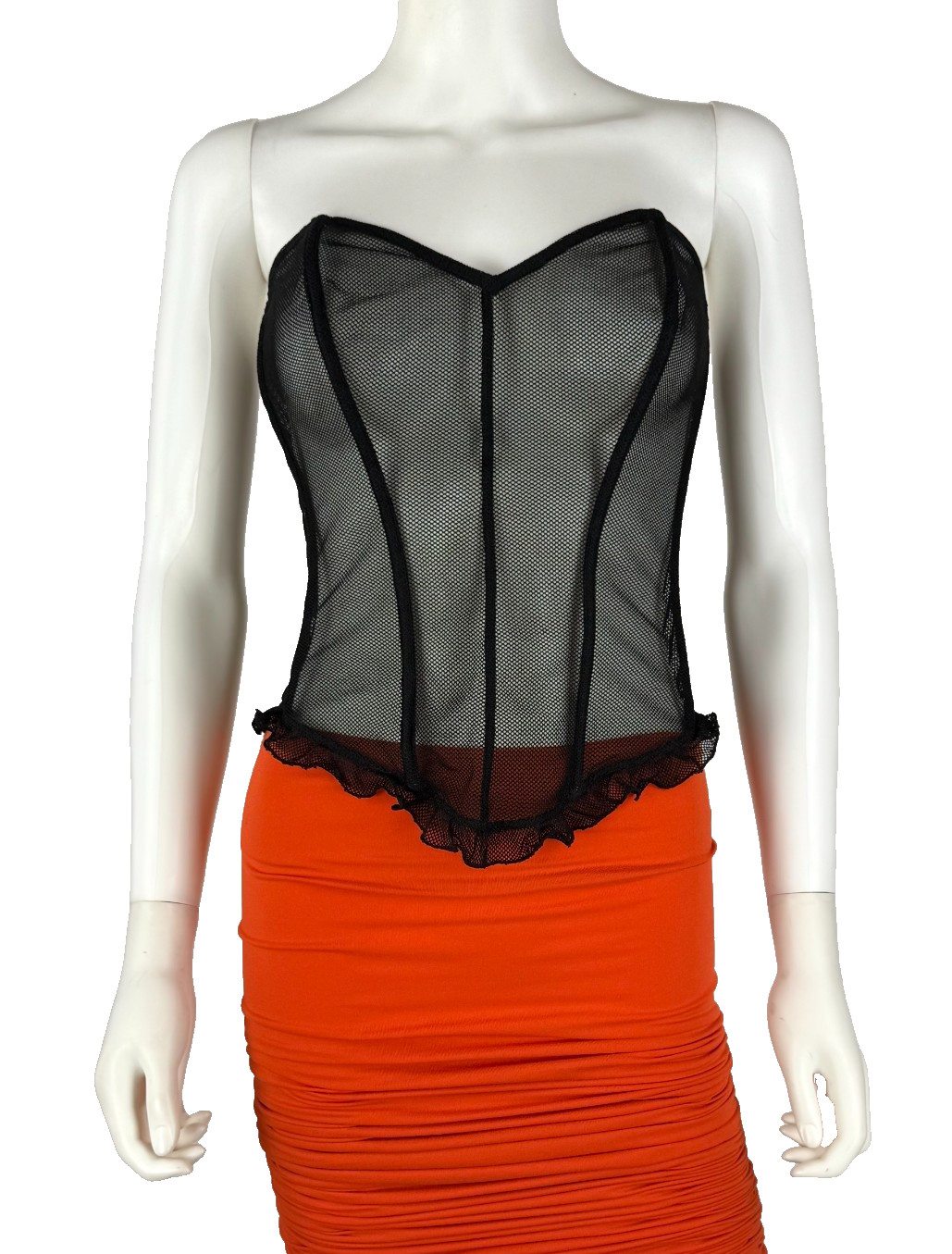 La Perla 36 US 90 FR 3 IT BIack Sheer Bustier Mesh Lace Lingerie Boning Auth