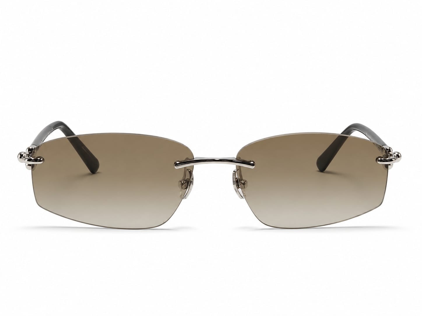Authentic Tiffany & Co Rimless Rectangular Sunglasses Brown Gradient Lenses Silv