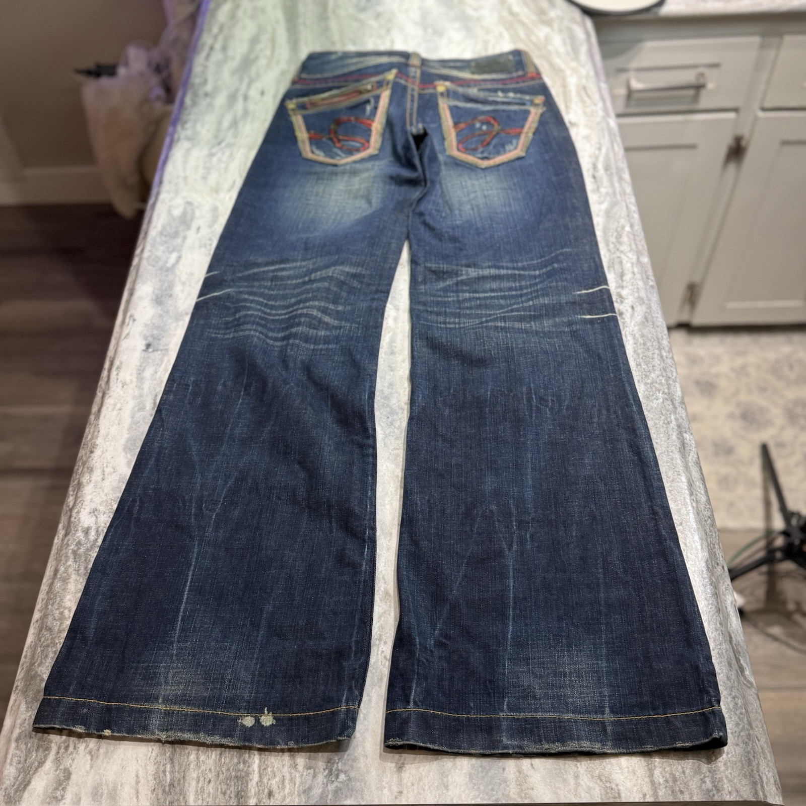 Studio R.P Flare Denim Pants y2k RED PEPPER Size 27 Vintage Rare