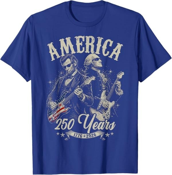 George Washington Lincoln Playing Guitar Abe Lincoln 250th T-Shirt