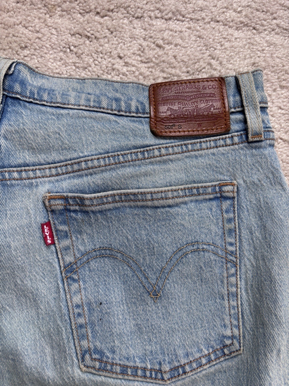 Levi’s Jeans 501 Men’s Blue Straight Regular Fit Leather Patch 32 x 30