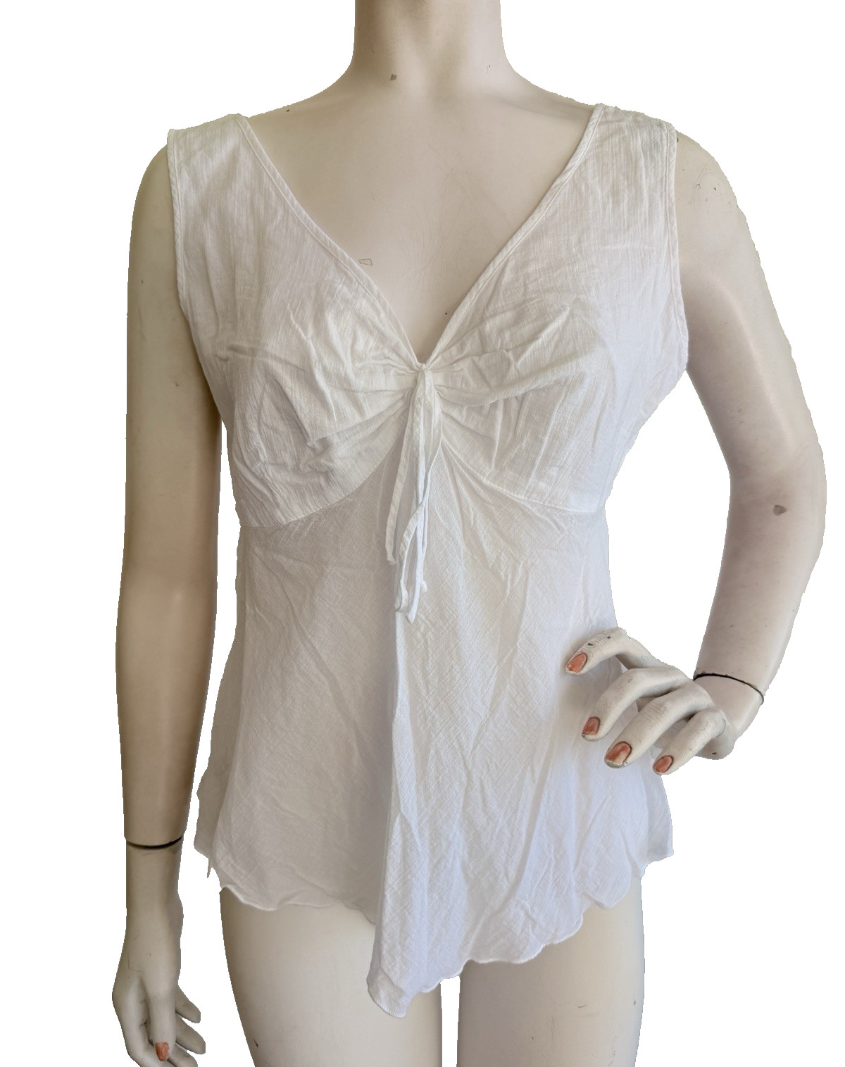 JAMS WORLD Voile Tank Top White 100% Cotton Hawaiian Aloha V-Neck NEW Size XL