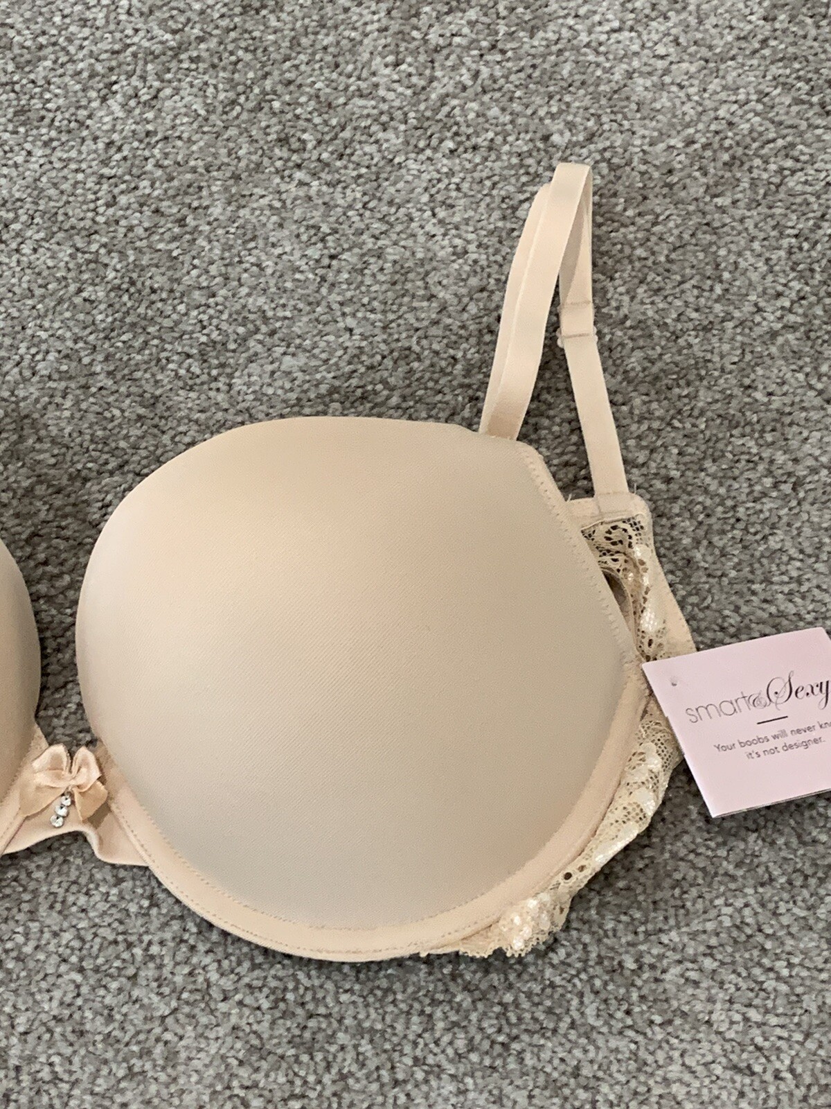 Smart & Sexy Push Up Bra Womens Size 34C Color Beige Add up to 2 Cup Sizes NWT
