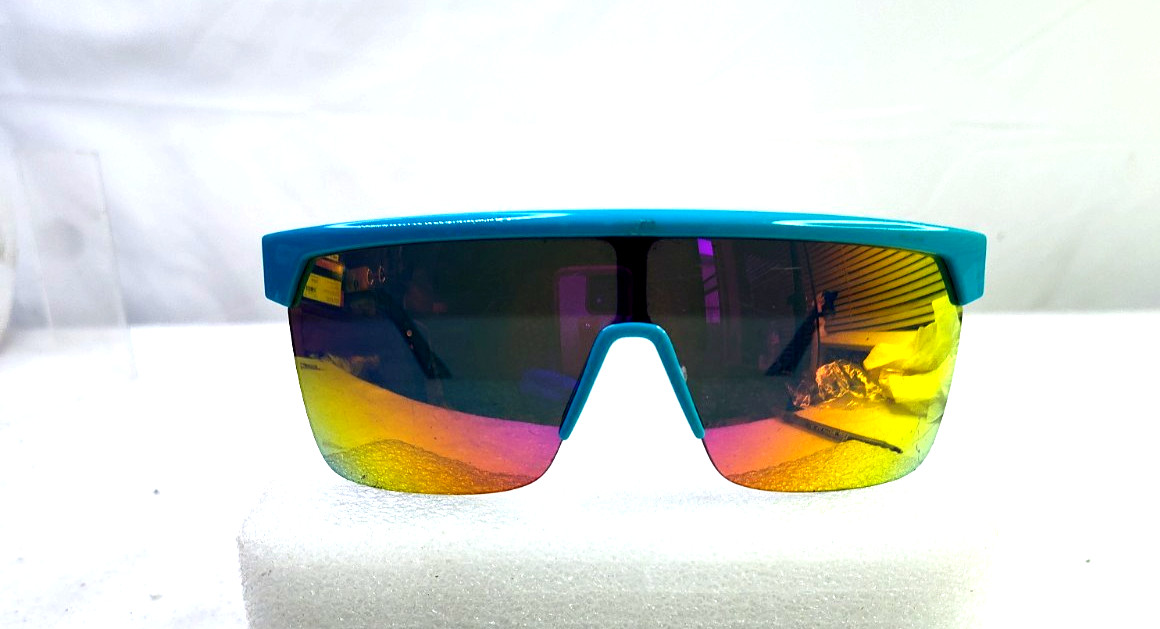 SPY + Matte Teal Flynn 50/50 Shield MIRRORED SUNGLASSES 134-00-140 Scratches