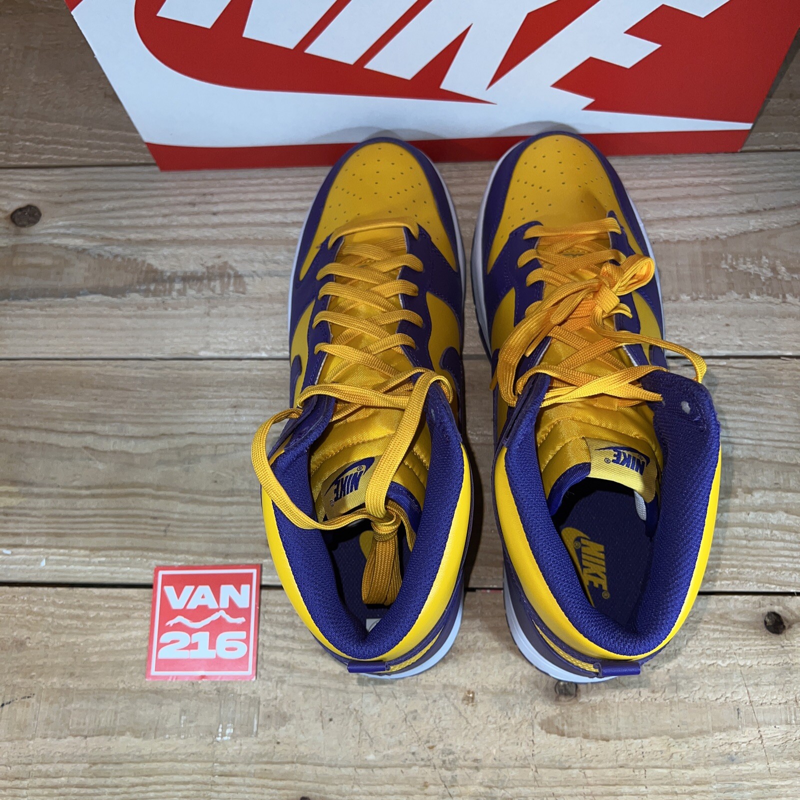 NEW: SZ 13: Nike Men’s Dunk High Purple Yellow Lakers Sneakers: DD1399-500