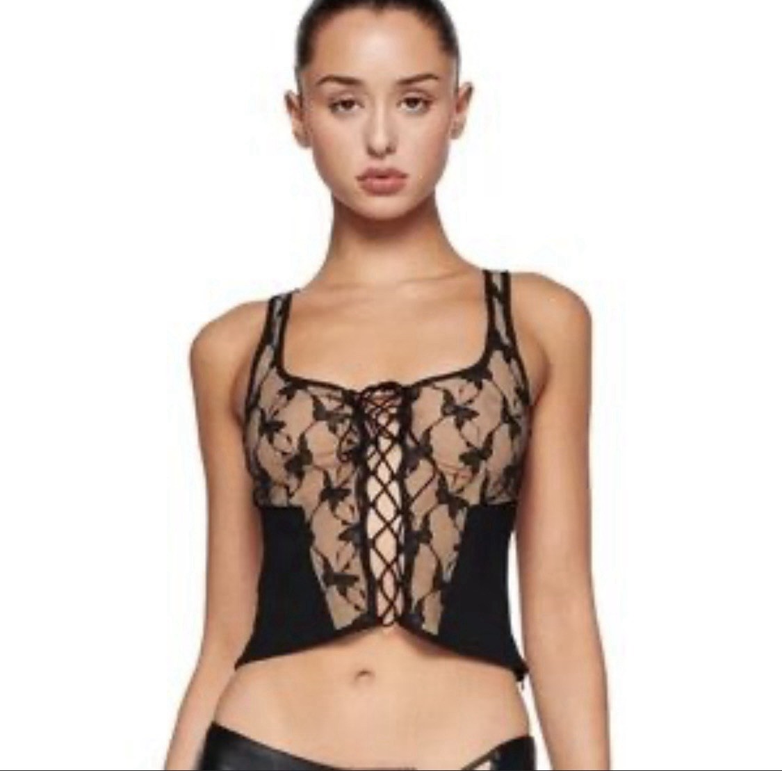 I.AM.GIA Women’s Butterfly Lace Corset Merula Top Size XXS-XS Black Cropped
