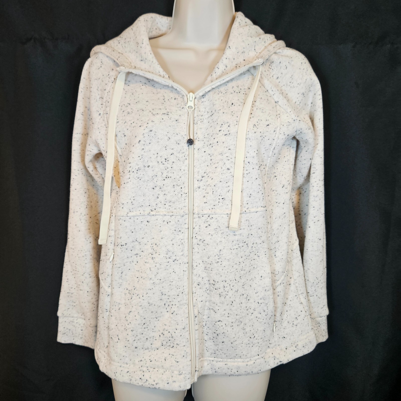 T by Talbots Soft Sweater Jacket Full Zip Fleece Lining Size Small Speckles