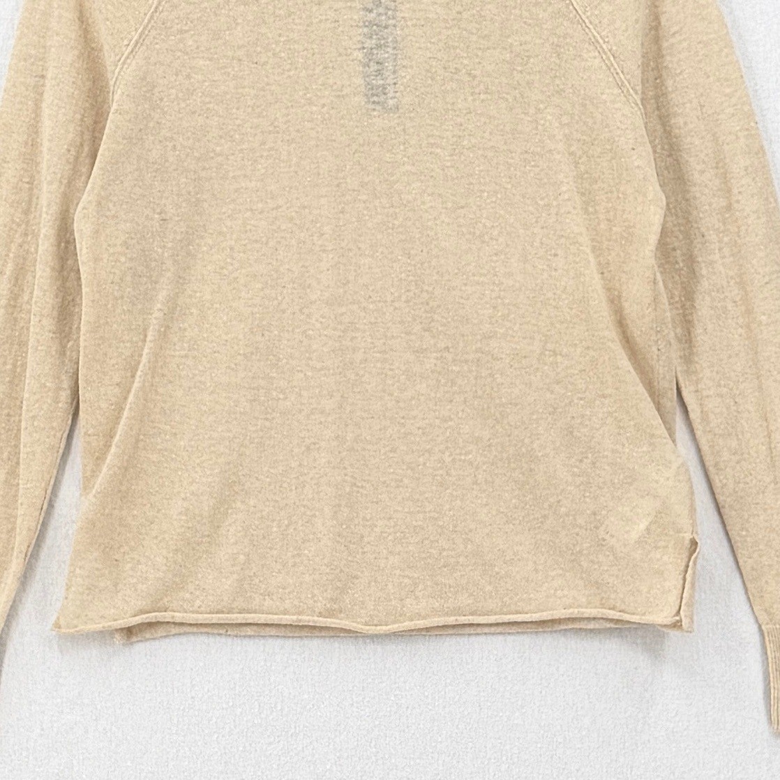 James Perse Hoodie Sweater Womens 0 Beige Linen Cotton Knit WFGL3631