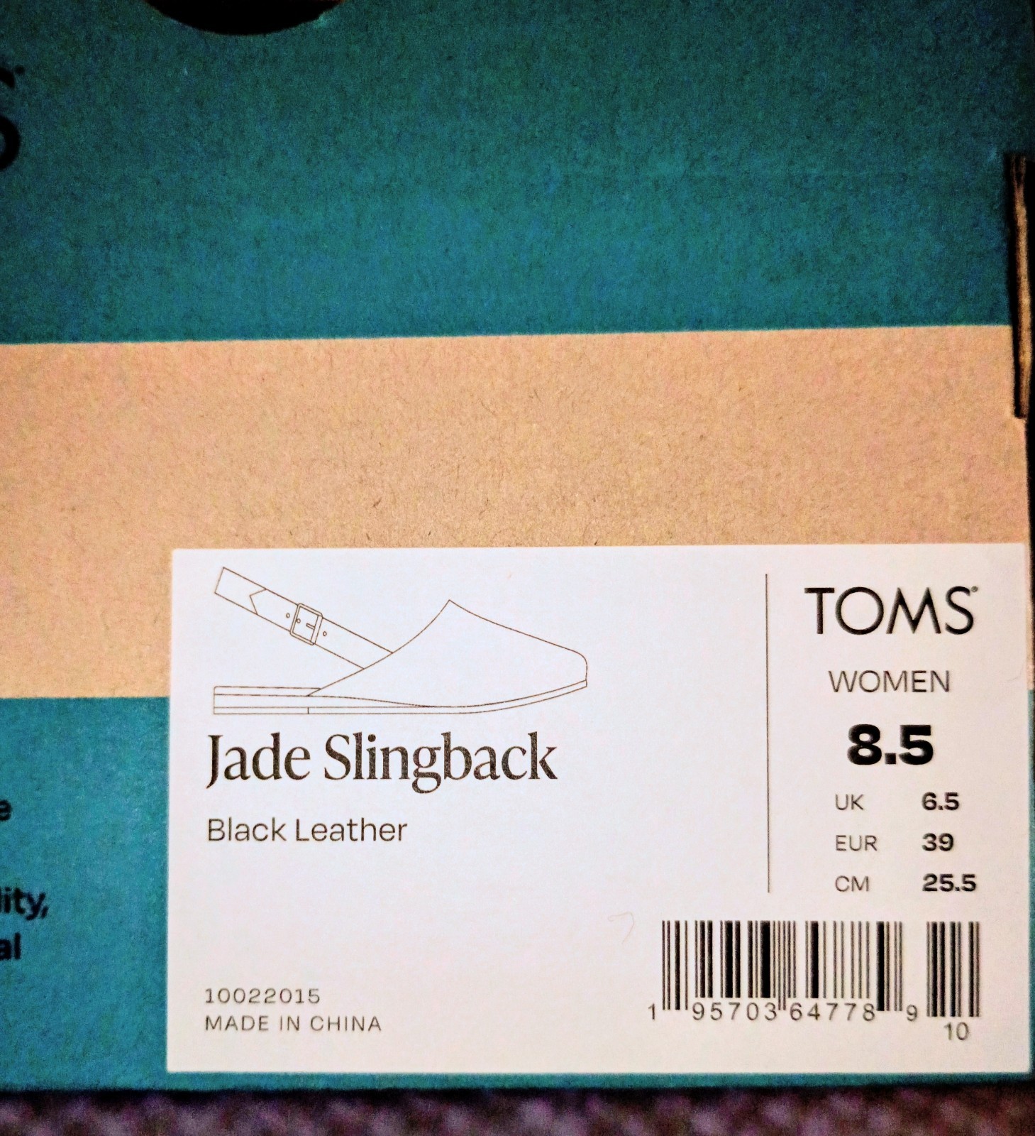 TOMS Black Leather Closed Toe Buckle Slingback Flats Women’s US 8.5 EU 391002201