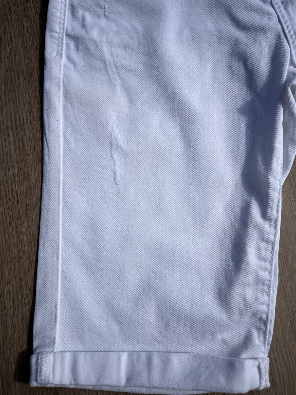 Dorothy Perkins White Denim Bermuda Shorts Size 10 Mid Rise 5-Pocket 30in