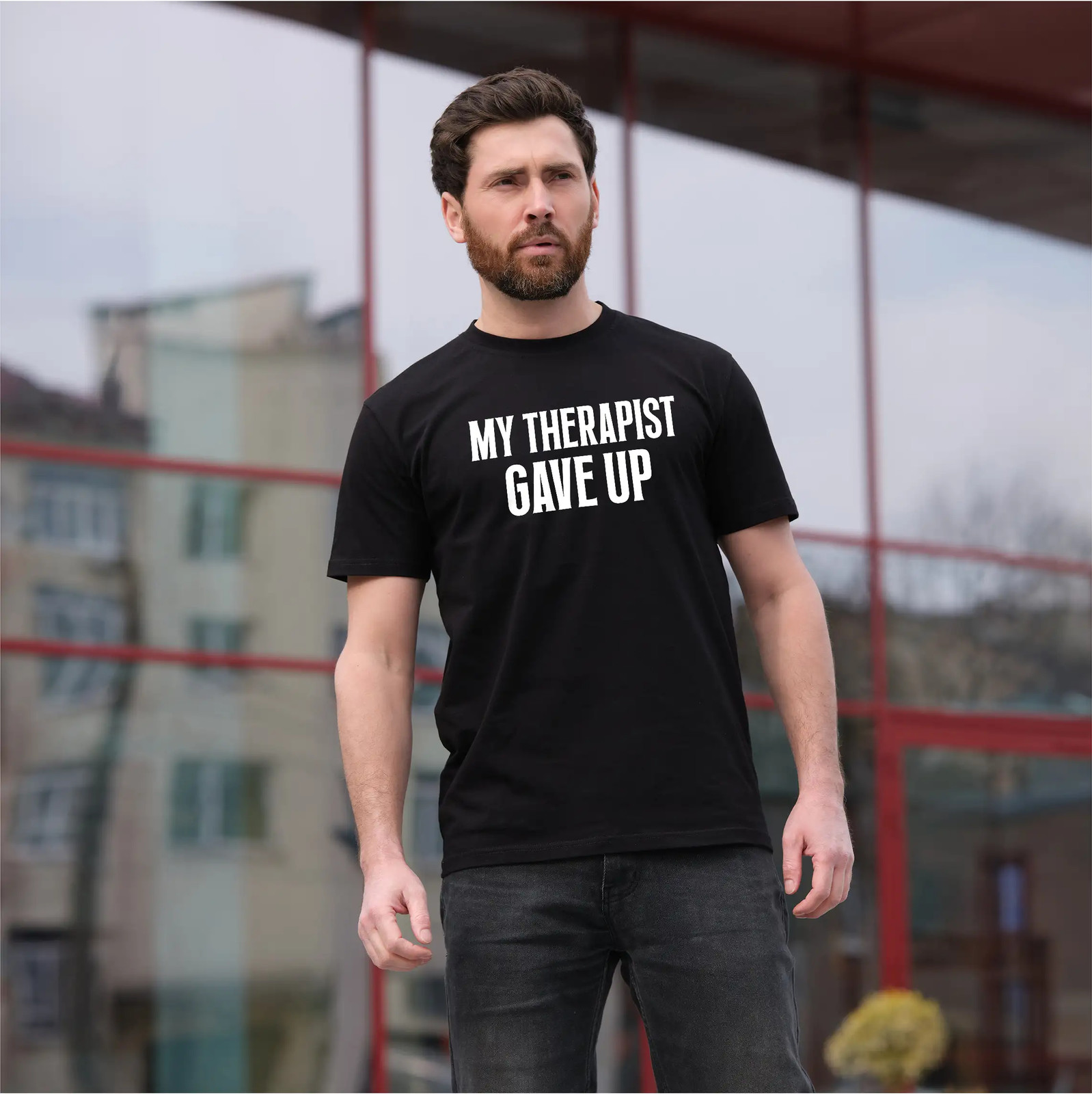 Men’s funny my therapist gave up T-shirt humorous therapy good mood tee shirt