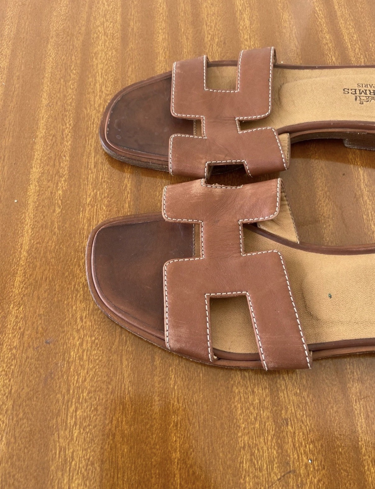 Hermes Oran Leather Sandals 34