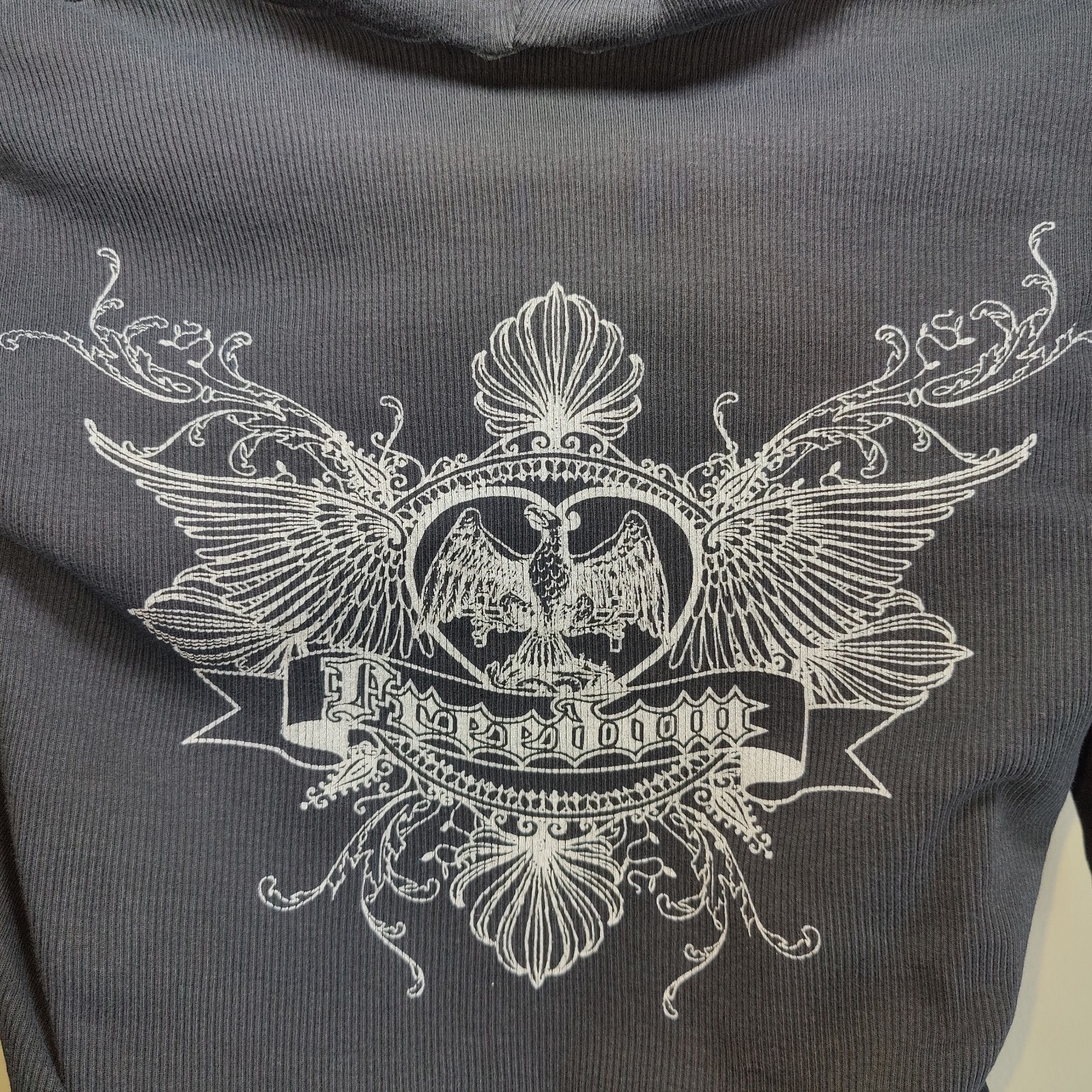 Vintage Freedom Hooded Tshirt Y2K 90s Rock Grunge Retro Rhinestone Biker Women L