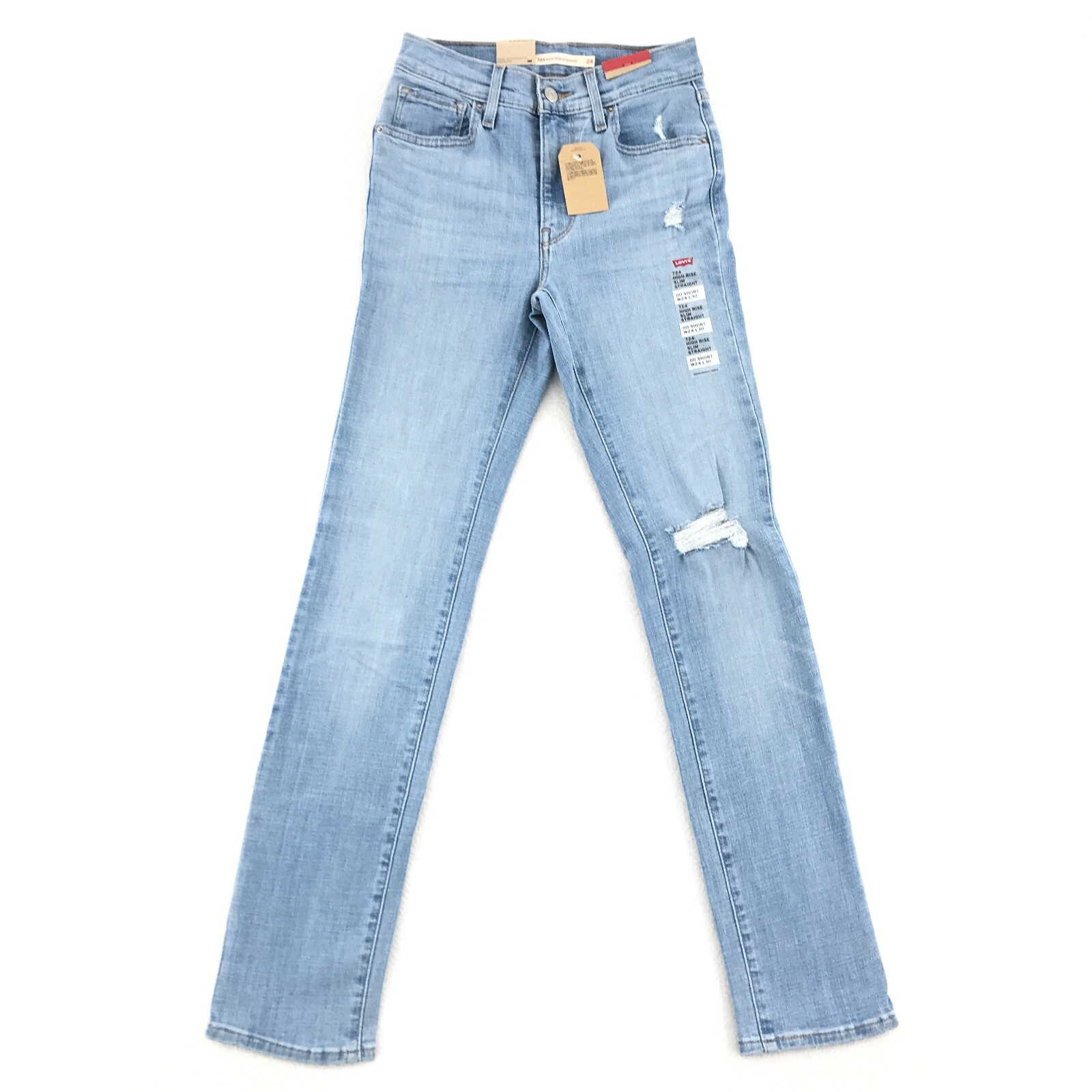 Levi’s Jeans Womens 00 Short 24×30 Light Blue 724 High Rise Slim Straight