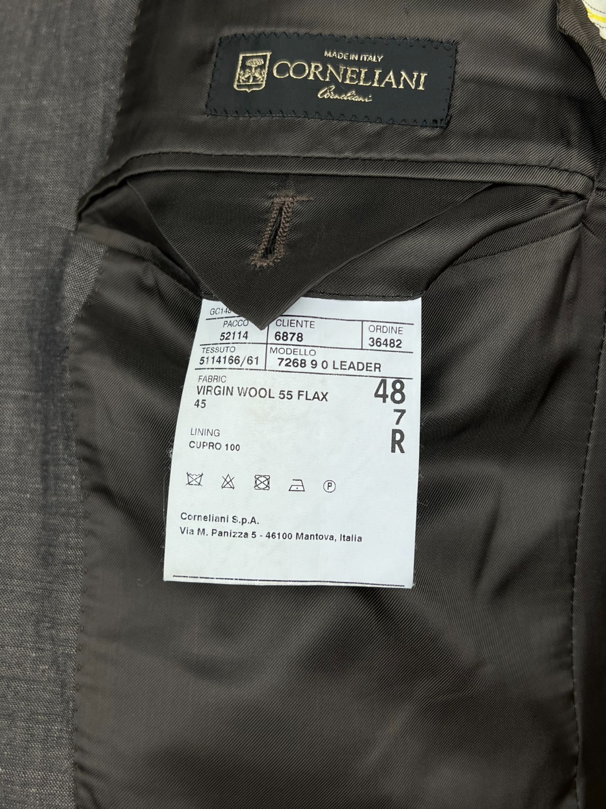 CORNELIANI First Line Solid Brown-Gray LinenWool Modern Sport Coat 38US48IT