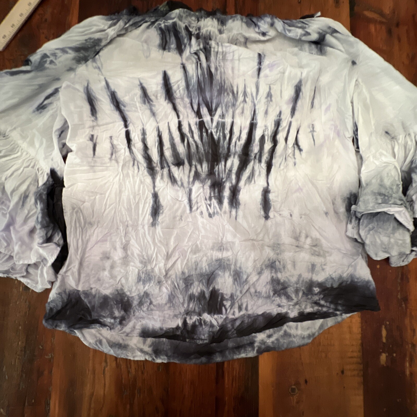 Indigo Thread Co. Top Women’s Bell Sleeve off shoulder Tie-Dyed Blue Medium