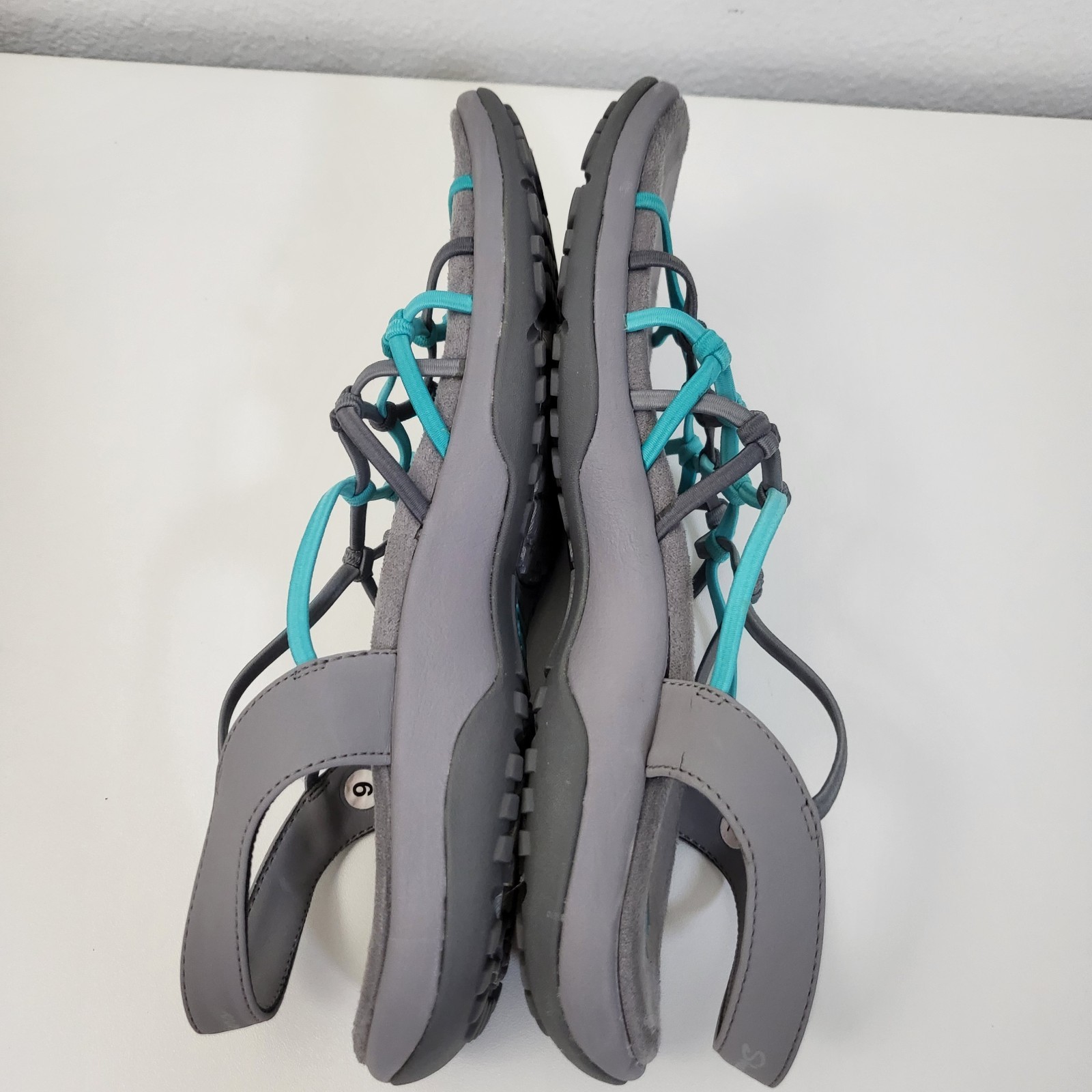 SKECHERS Reggae Slim Forget Me Knot Sport Sandals Womens 9 Gray Aqua Outdoors