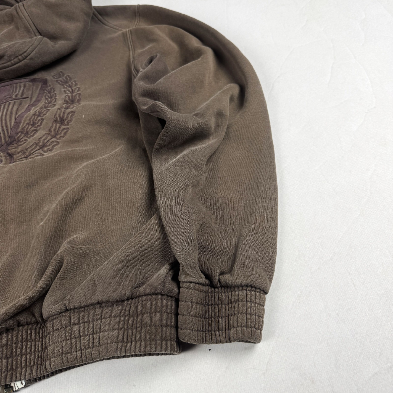 Womens Nike Y2K Full Zip Hoodie Brown Faded Heavyweight Sweatshirt Minimal Sport