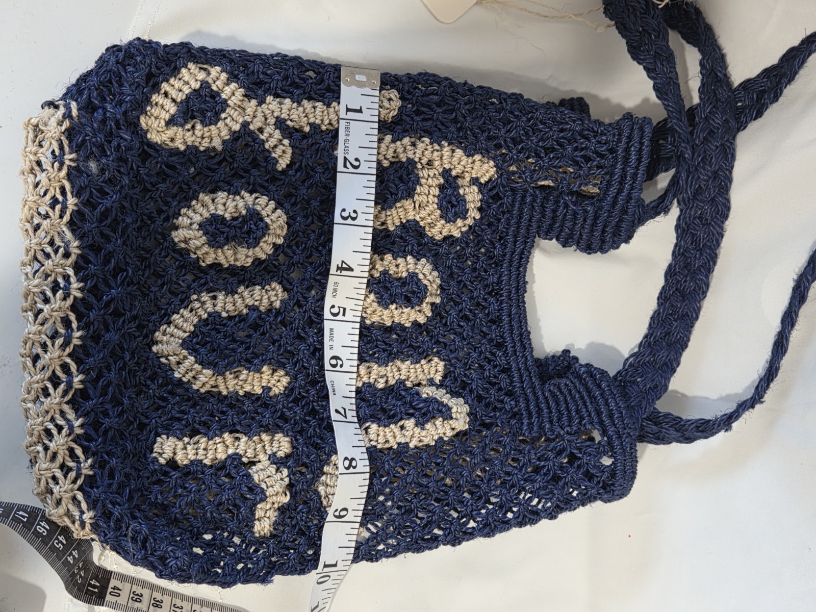 The Jacksons Bonjour Navy/Beige Small Lightweight Women’s Tote, Handmade Jute