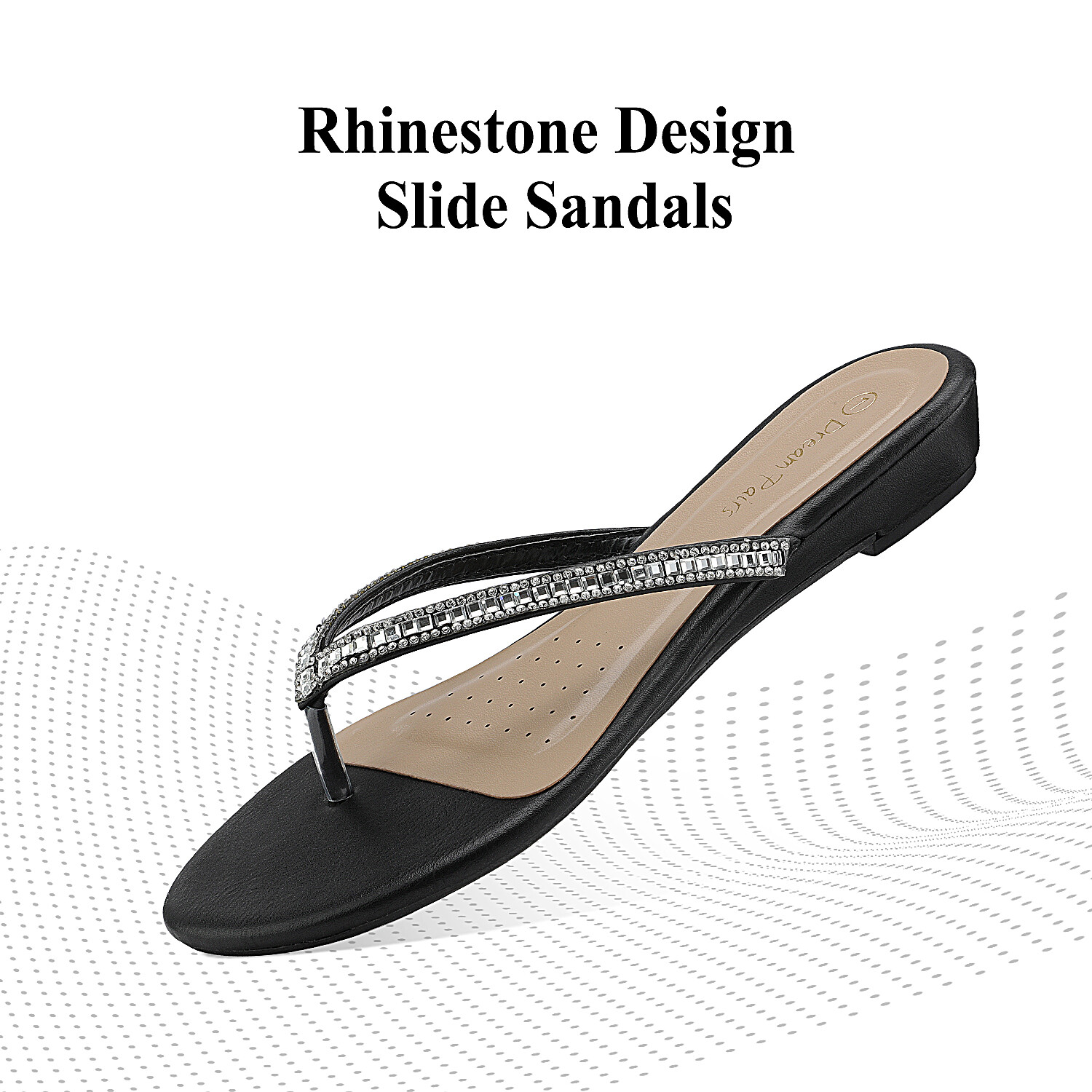 Women Party Rhinestones Flip-Flop Slides Flat Sandals Thong Open Toe Shoes Size