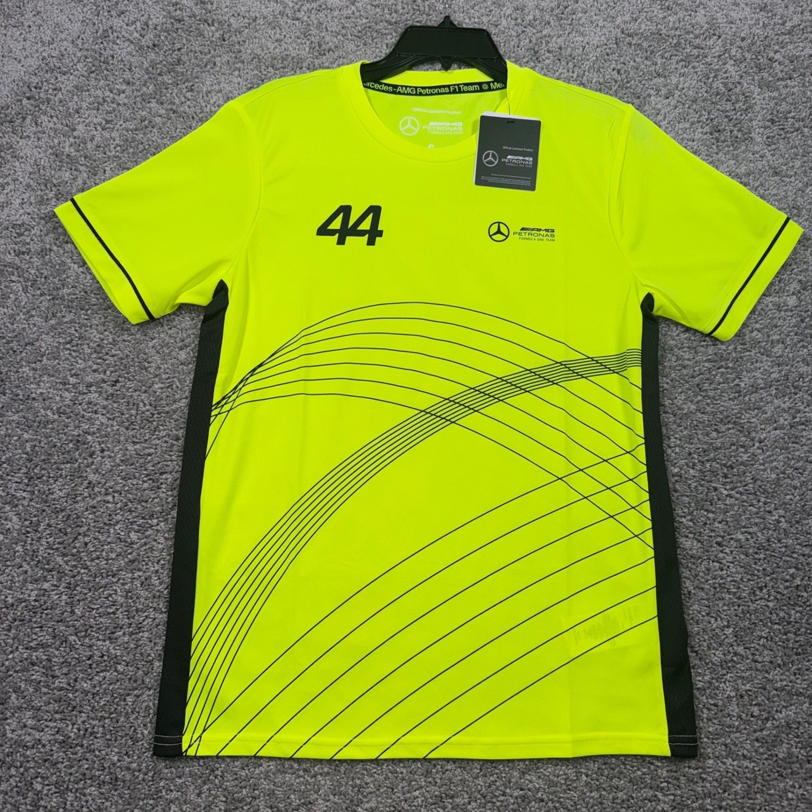 Lewis Hamilton Mercedes-AMG Petronas Sports F1 Tee Mens Neon Yellow Small NEW
