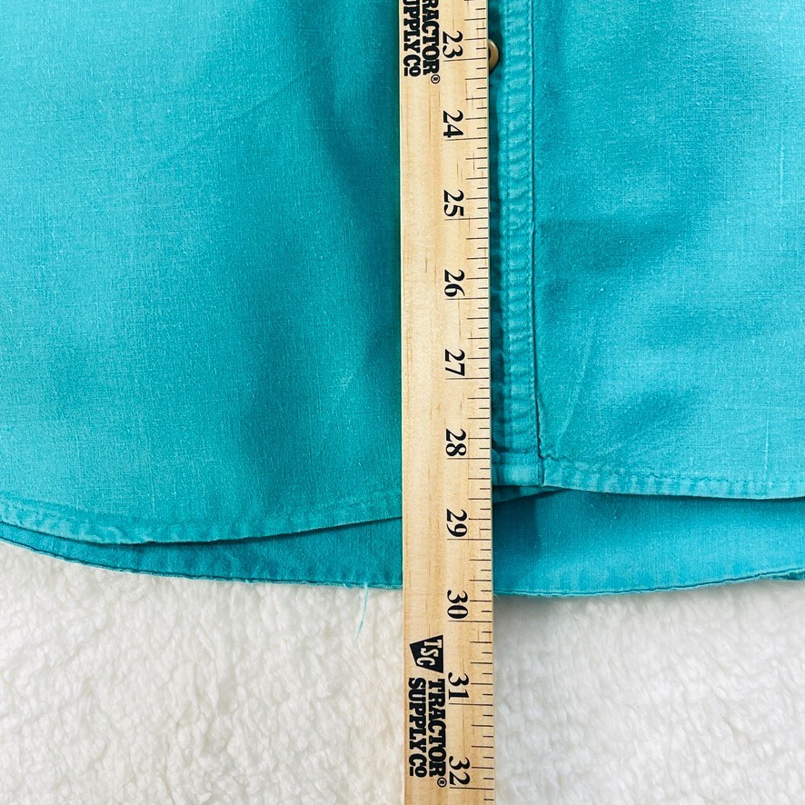 Rare Vtg 90s Bugle Boy Global Challenge Shirt Mens Sz Med. Teal Chambray Cotton