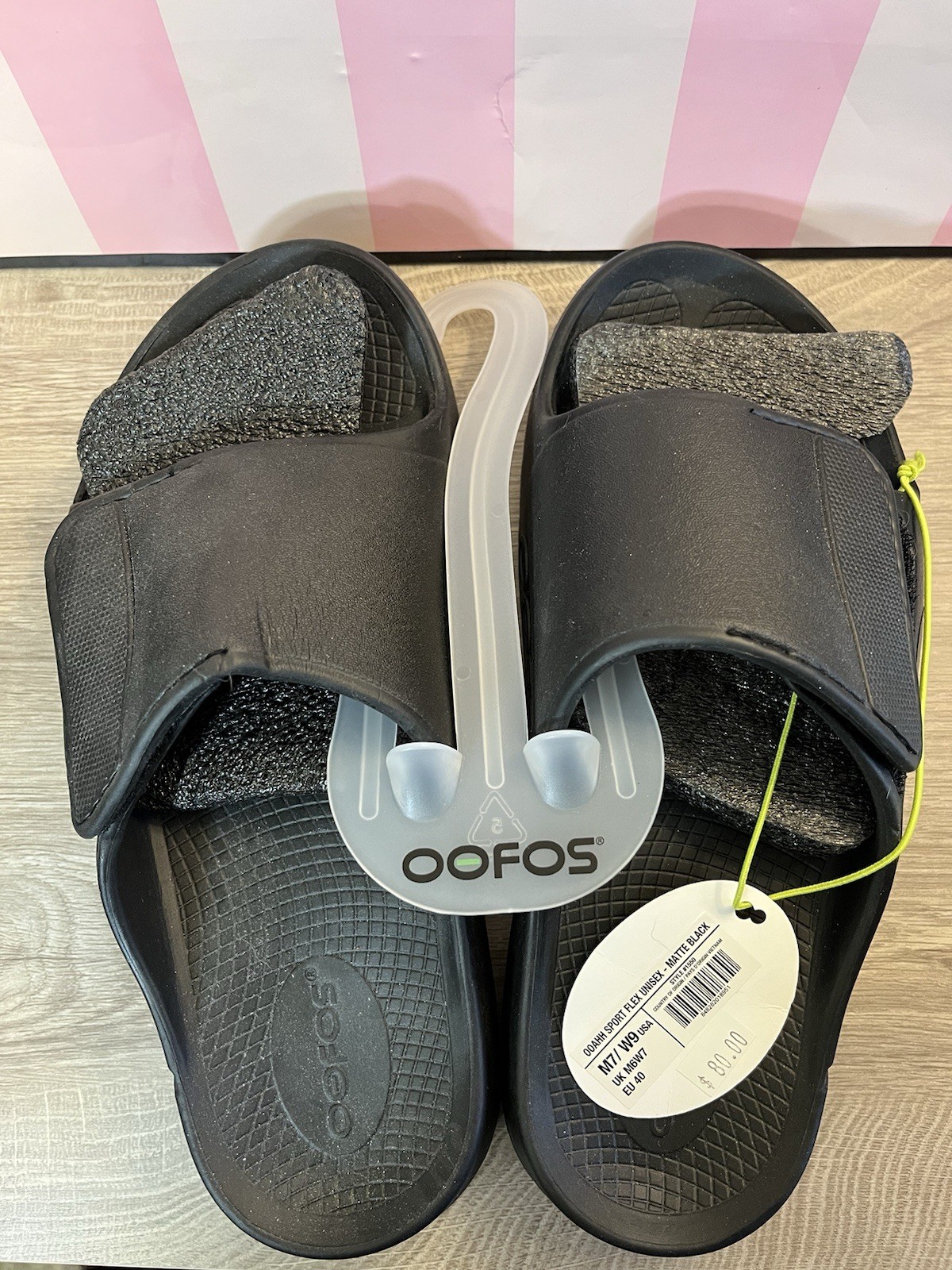 OOFOS OOahh Sport Flex Unisex Matte Black Slides Men 7 Women 9 NEW