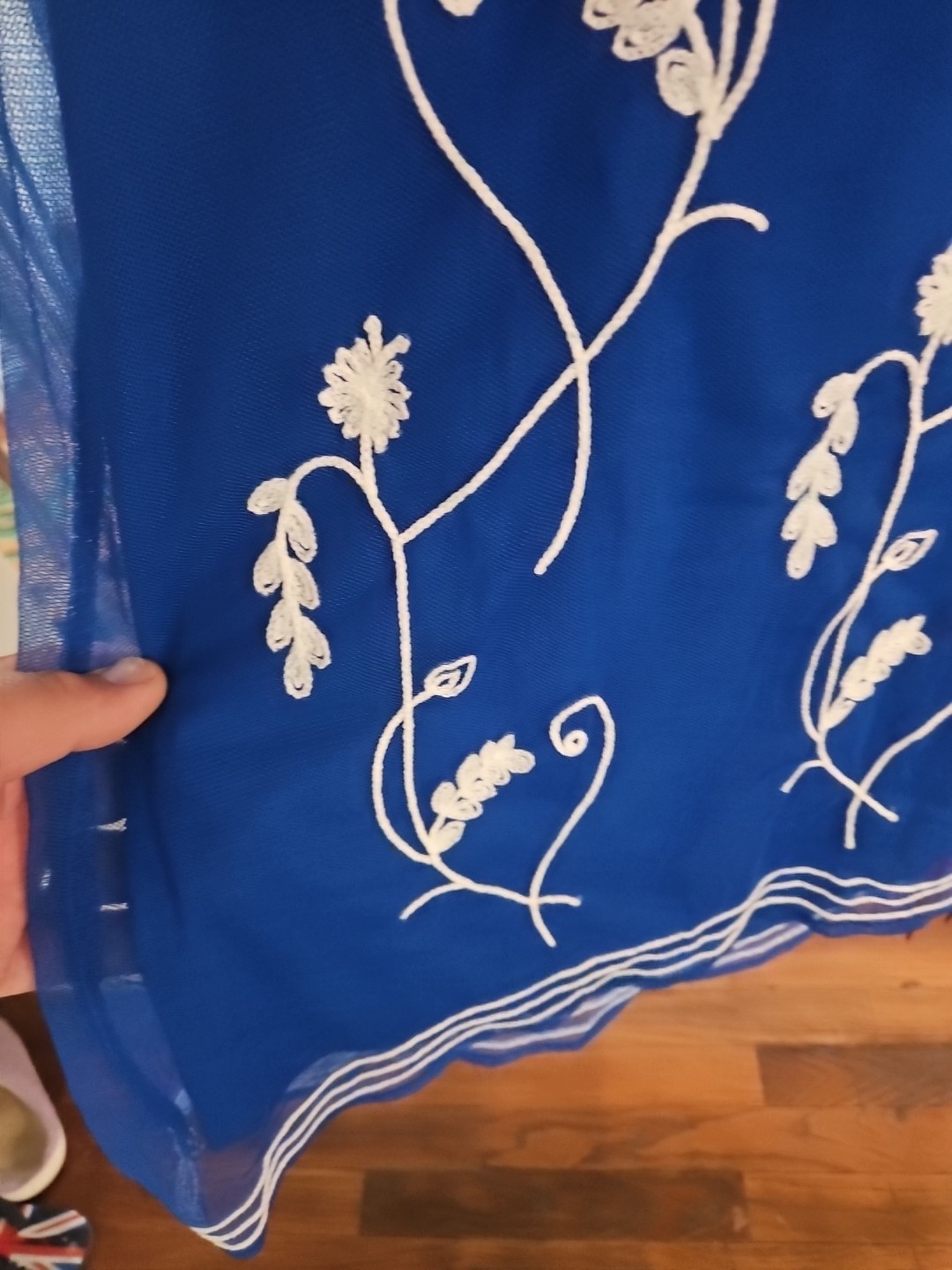 Alfani Blue tunic white embroidery sheer layered – NWT Size XL
