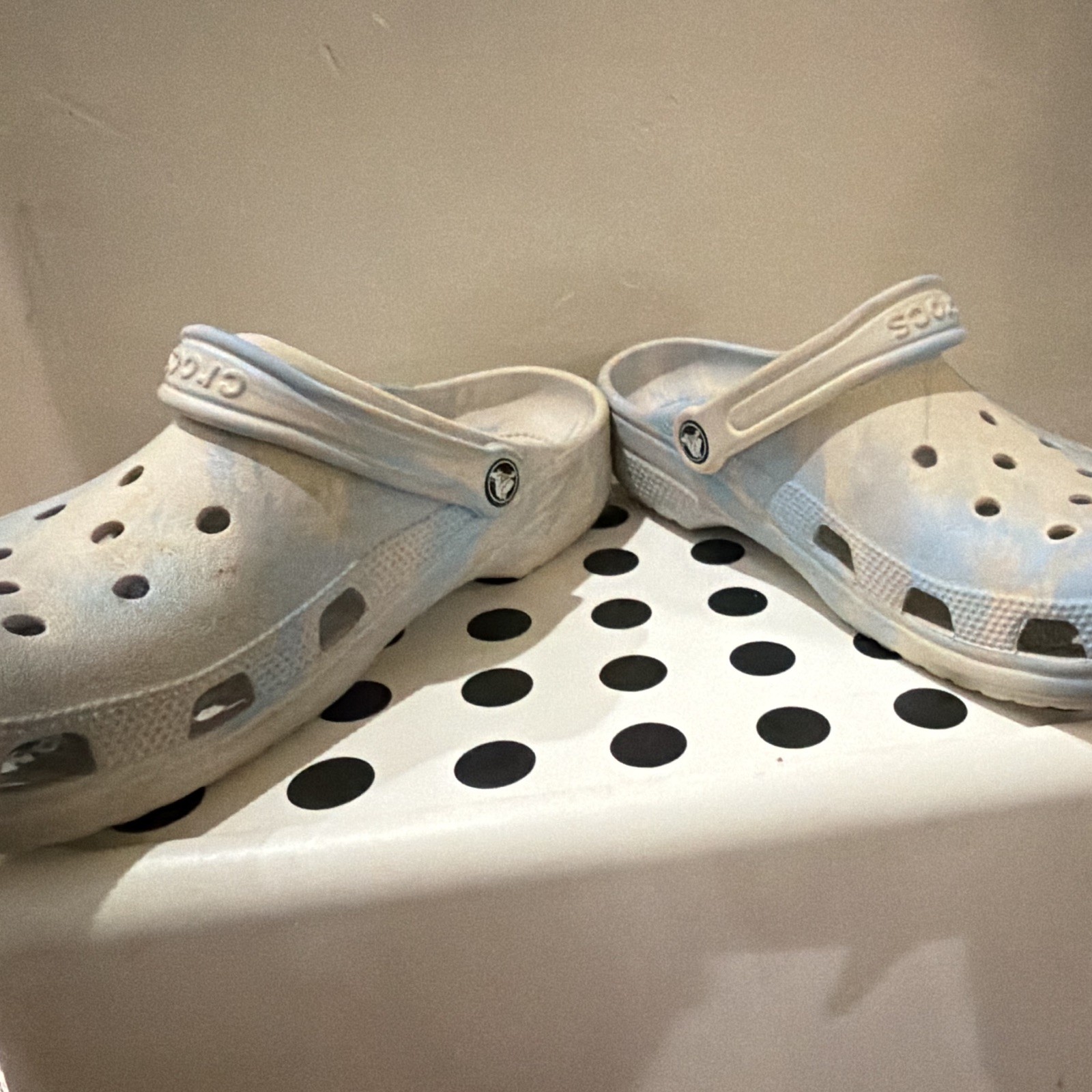 Crocs Classic Marbled Clog Sandals Men’s US 8 Slip-On Heel Strap Blue/White