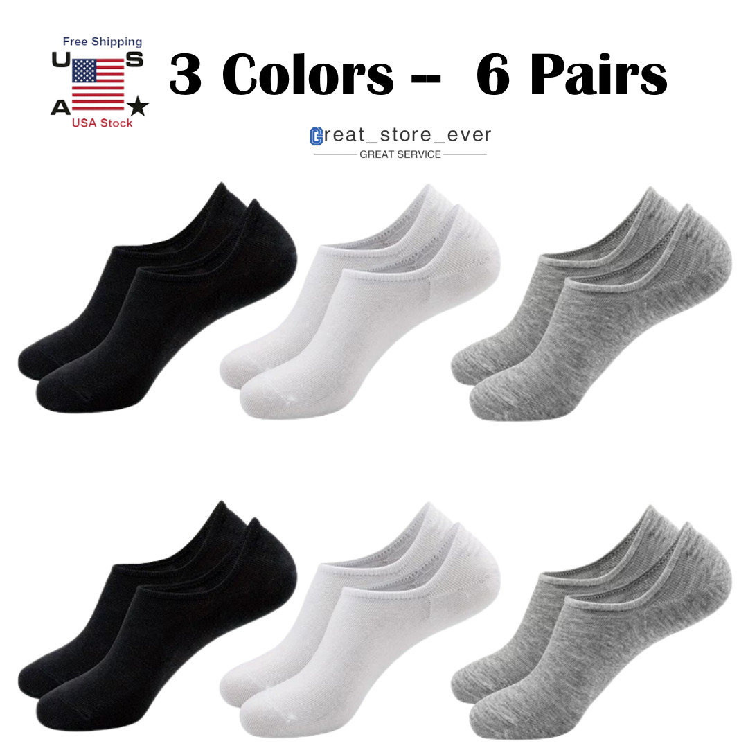 6× Men’s No Show Socks Low Cut Anti-slid Summer Casual Invisible Liner Socks USA