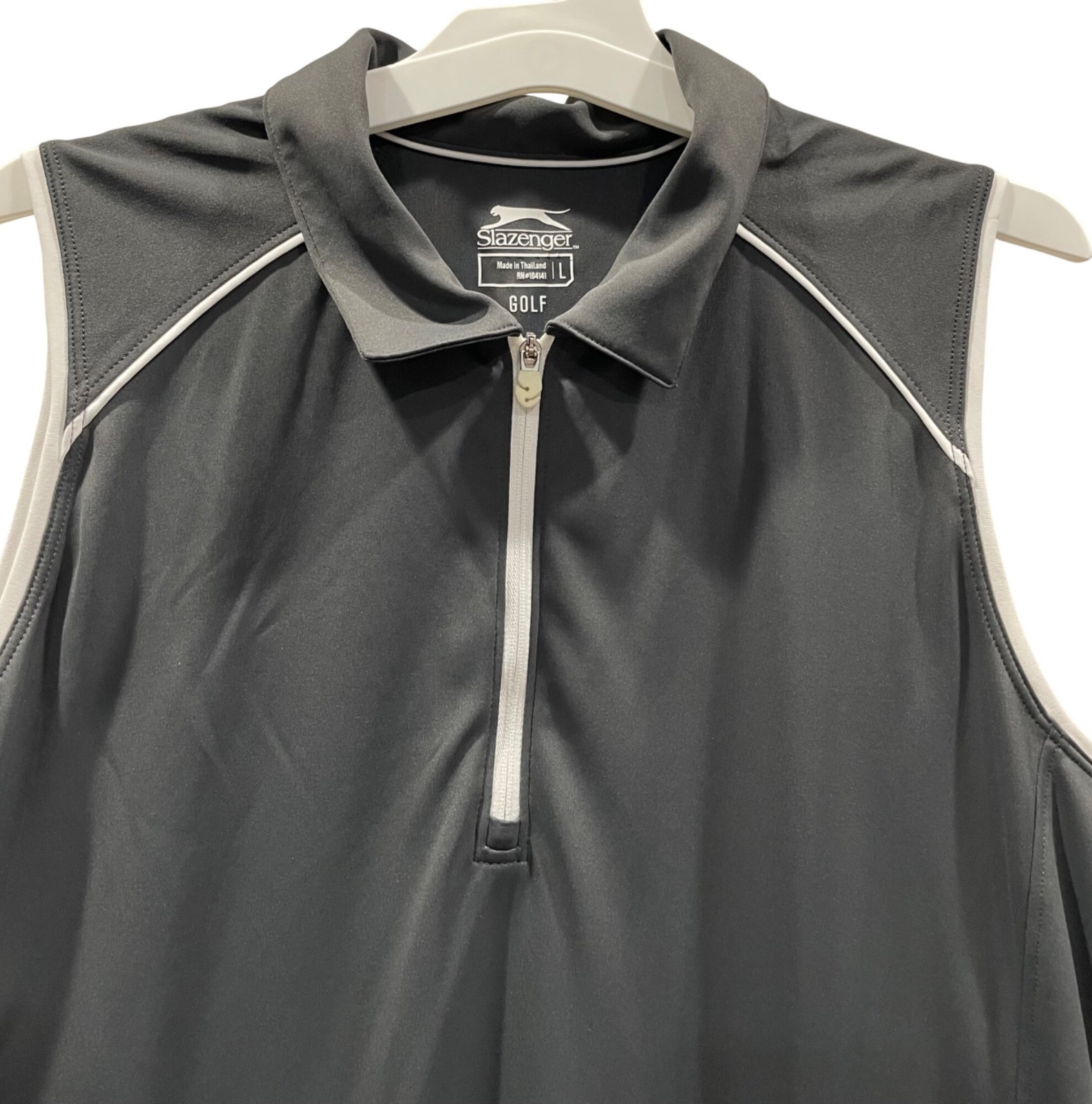 Slazenger Performance Golf Polo Shirt L Black Sleeveless 1/4 Zip Workout Sporty