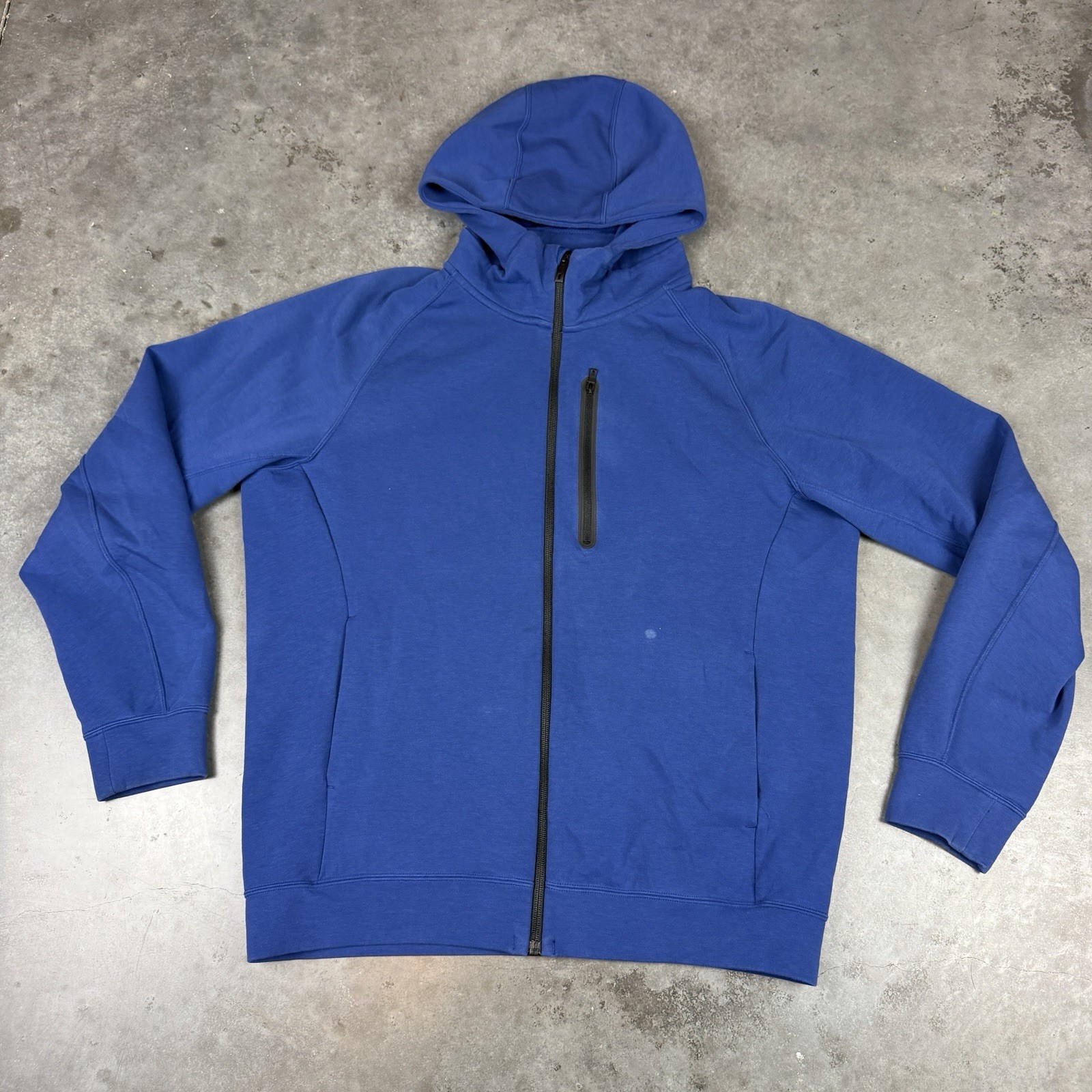 Uniqlo Dry Ex Hoodie Mens Large Blue Full Zip Flaws Stretch Logo Preowned