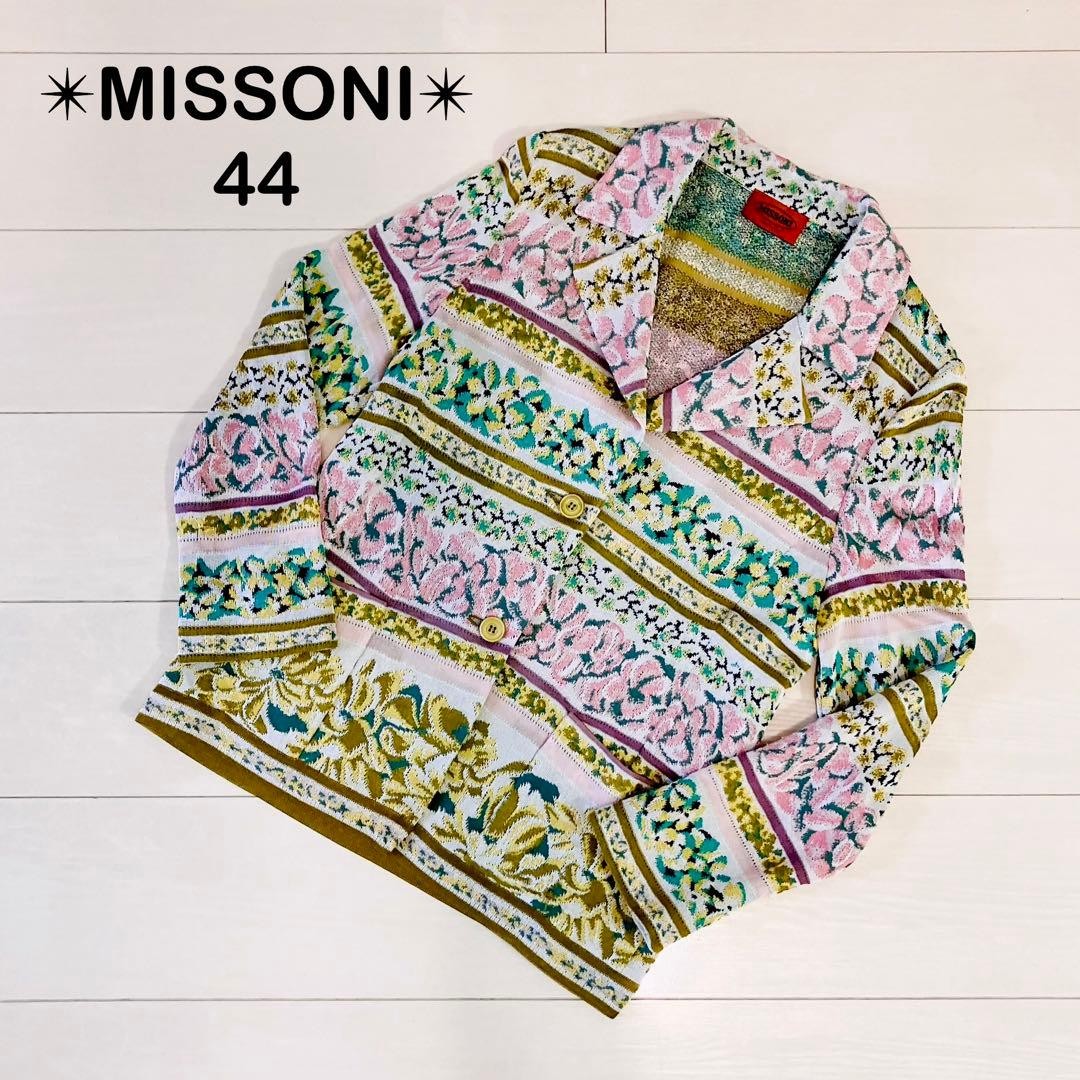 [EUC] MISSONI Orange Tag Jacket Sz 44 Floral Jacquard Rayon Cotton : From JAPAN