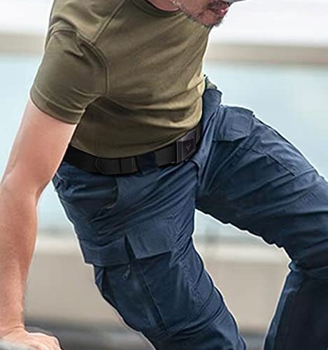 Heavy-Duty Mens Tactical Belt Adjustable Stretch Nylon with Quick-Release Buckle