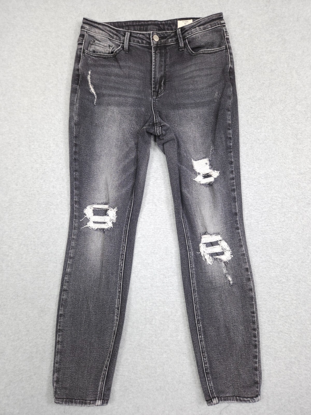 Bridge by Gly Jeans Women Size 28 Distressed Patched Gray Curvy High Rise Skinny