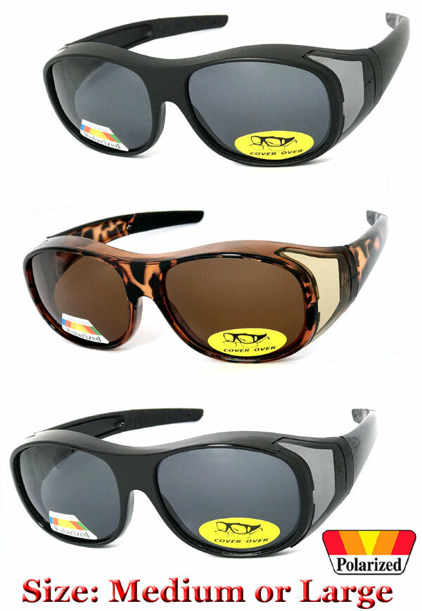 1 or 2 Pair Polarized Shield FIT OVER SUNGLASSES COVER All Glasses Drive Fishing