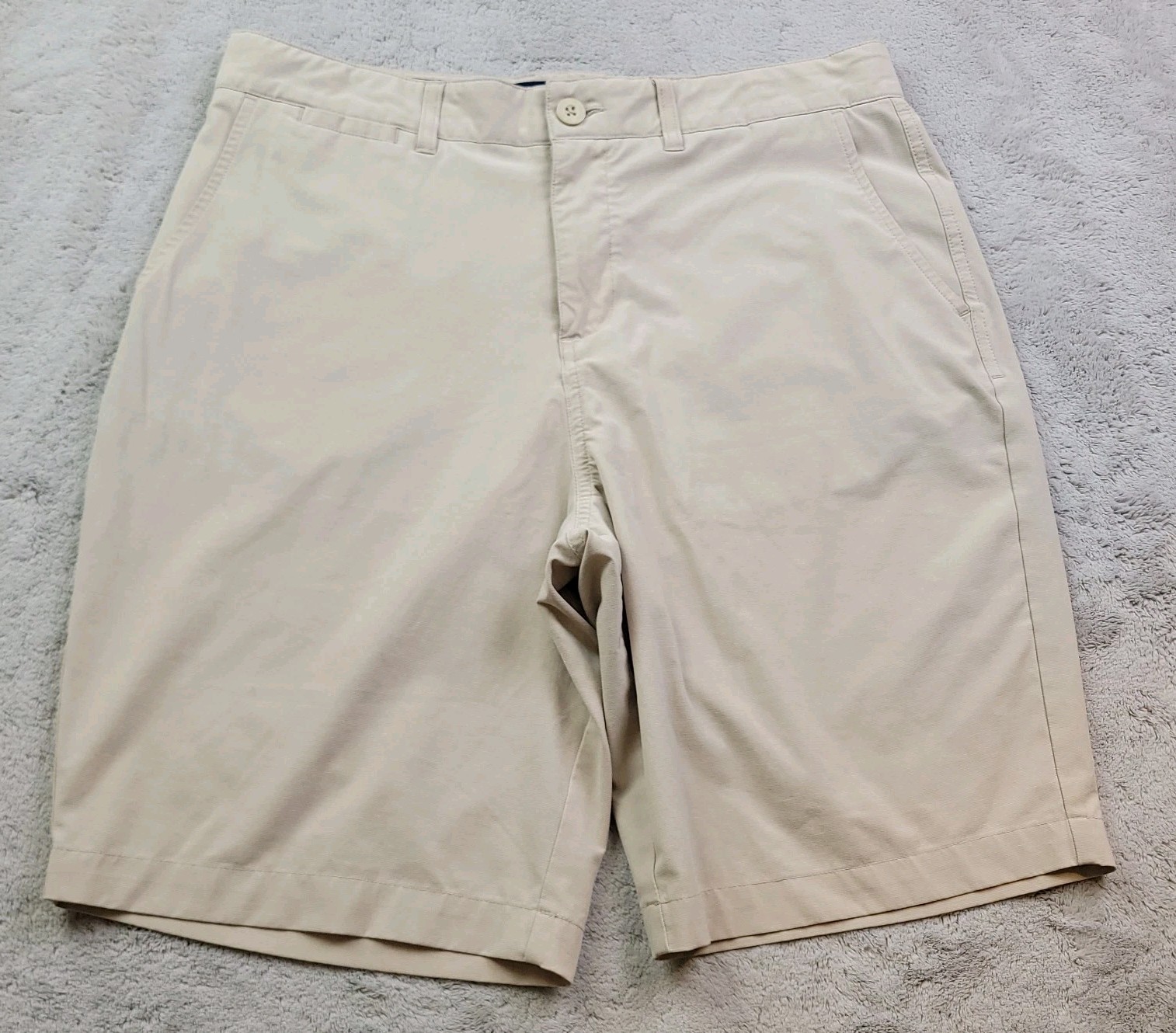 Johnnie O Prep Formance Shorts Mens 32 Beige Chino 9″ Stretch Pockets Wyatt