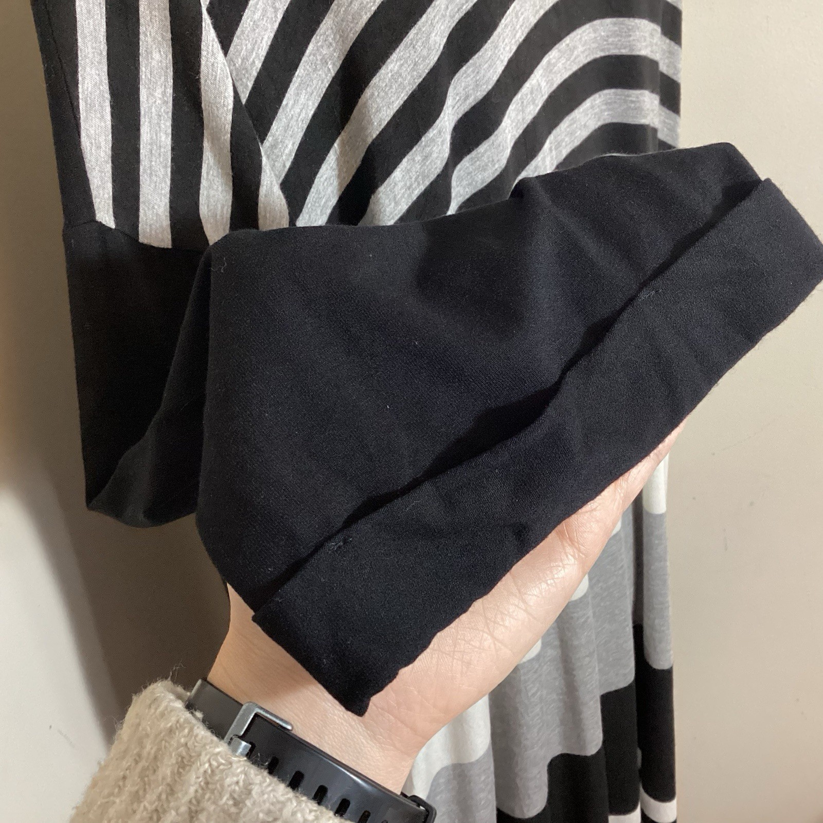 Alembika Contrast Stripe Midi Knit Dress M (12/14) Lagenlook Oversized Minimal
