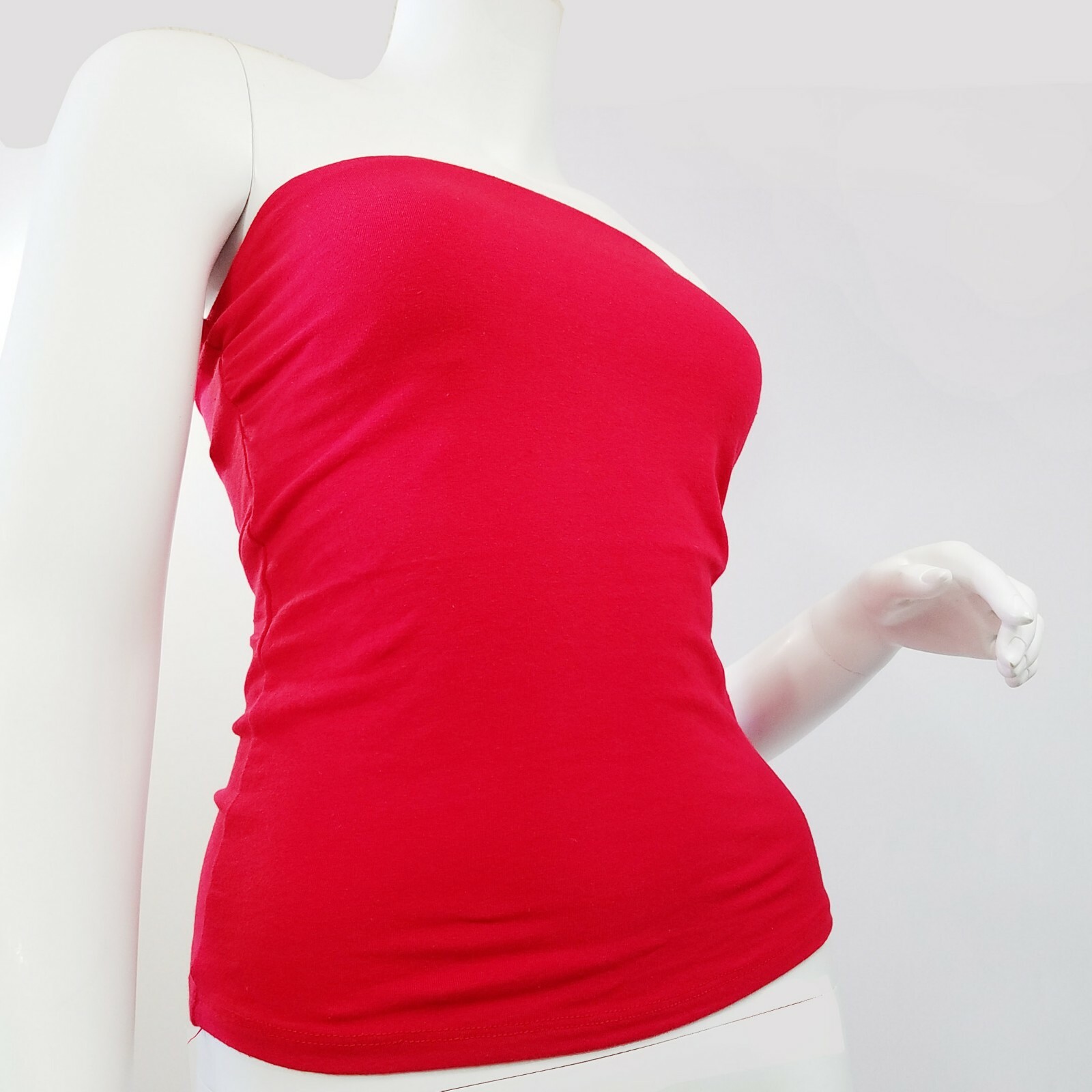 Tube Top Cotton Span Plain Solid Basic Layering No Built-in Bra S M L 1X 2X 3X